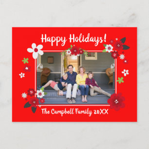 Happy Holidays Custom Name and Photo Postcard