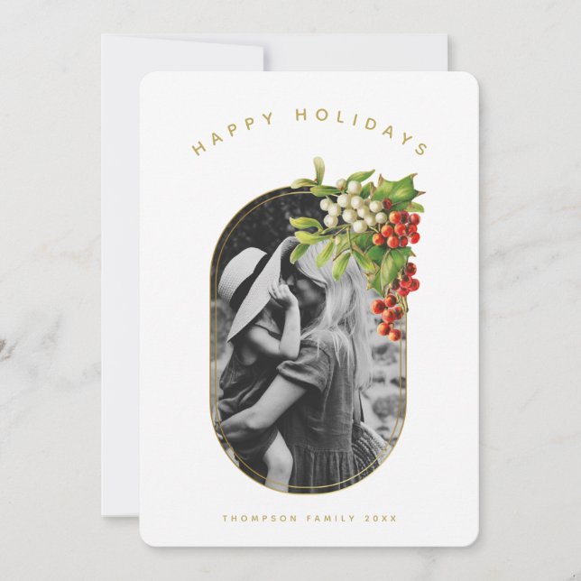 Happy Holidays Custom Photo Family Christmas Card (Front)