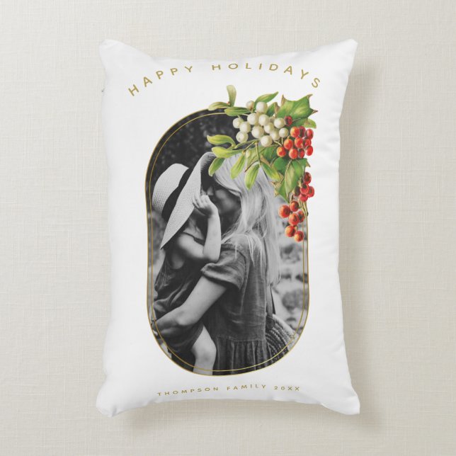 Happy Holidays Custom Photo Family Christmas Decorative Cushion (Front(Vertical))