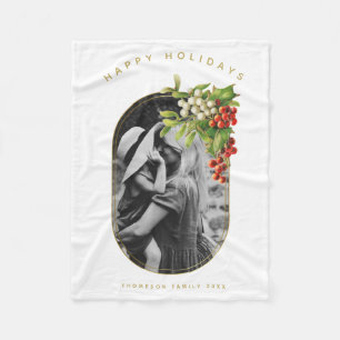 Happy Holidays Custom Photo Family Christmas Fleece Blanket