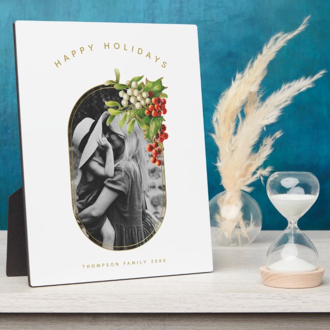 Happy Holidays Custom Photo Family Christmas Plaque (Side)