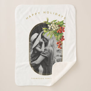 Happy Holidays Custom Photo Family Christmas Sherpa Blanket