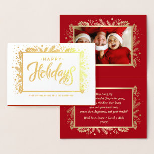 Happy Holidays. Custom Photo Luxury  Foil Card