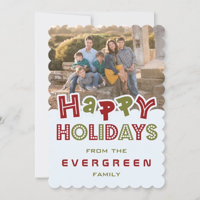 Happy Holidays custom Photo & Name card (Front)