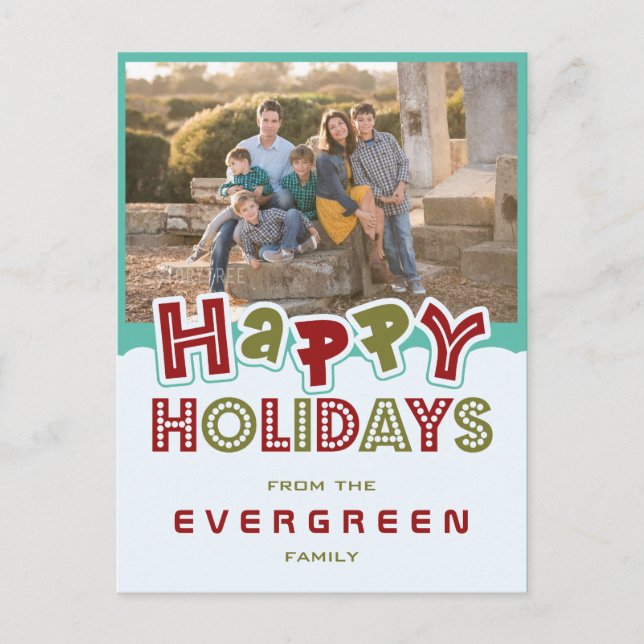 Happy Holidays custom Photo & Name postcard (Front)
