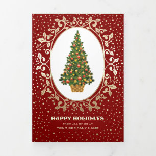 Happy Holidays. Custom Photos Business Corporate Tri-Fold Holiday Card