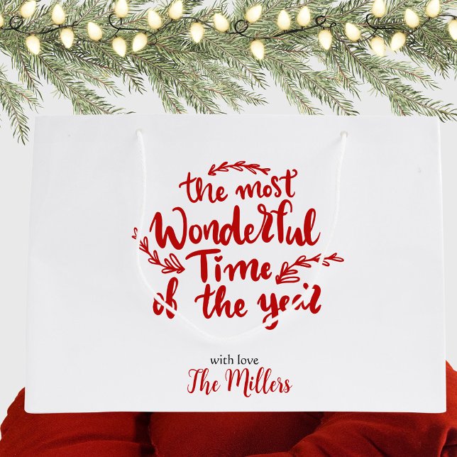 Happy Holidays Custom Red and White Xmas Large Gift Bag (Creator Uploaded)