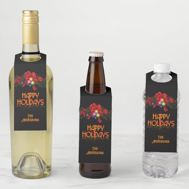 Happy Holidays (customisable)  Bottle Tag (In Situ)