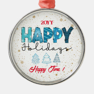 Happy Holidays Customise Metal Tree Decoration