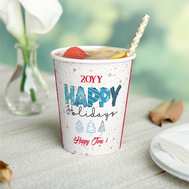 Happy Holidays Customise Paper Cups (Insitu)