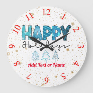 Happy Holidays Customize Large Clock