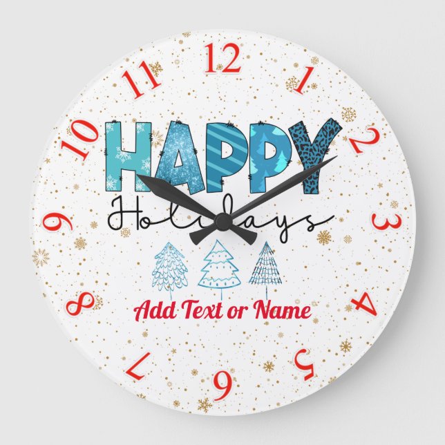 Happy Holidays Customize Large Clock (Front)