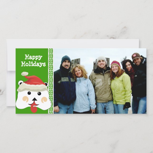 Happy Holidays Cute Bear Family Photo Card (Front)