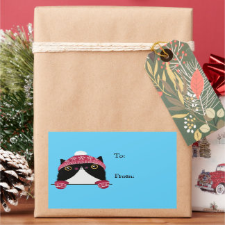 Happy Holidays Cute Cat Gift Label
