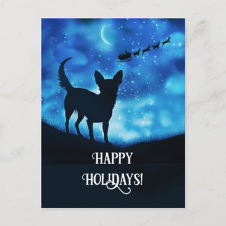 Happy Holidays Cute Chihuahua and Santa Holiday Postcard