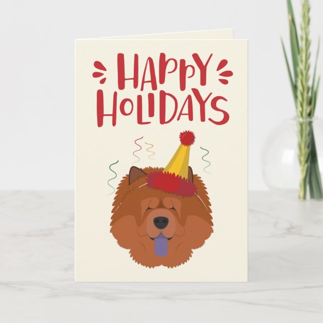 Happy Holidays - Cute Chow Chow Christmas Holiday Card (Front)