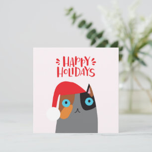 Happy Holidays - Cute Christmas Cat Cartoon Holiday Card