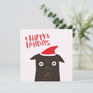 Happy Holidays - Cute Christmas Cat Cartoon Holiday Card