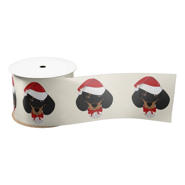 Happy Holidays - Cute Christmas Dachshund Satin Ribbon (Spool)