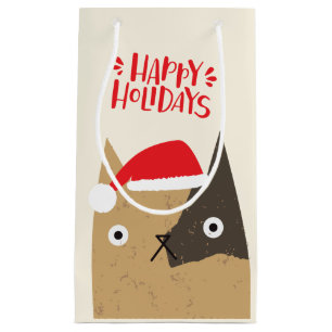 Happy Holidays - Cute Christmas Santa Cat Cartoon Small Gift Bag
