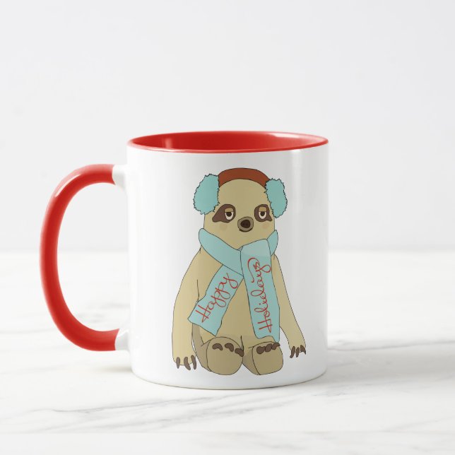 Happy holidays Cute Christmas Sloth Coffee Mug (Left)