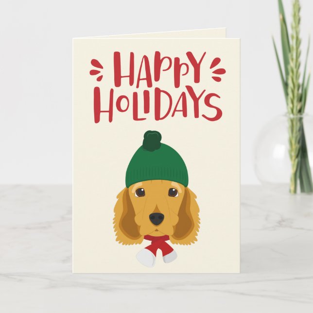 Happy Holidays - Cute Cocker Spaniel Christmas Holiday Card (Front)