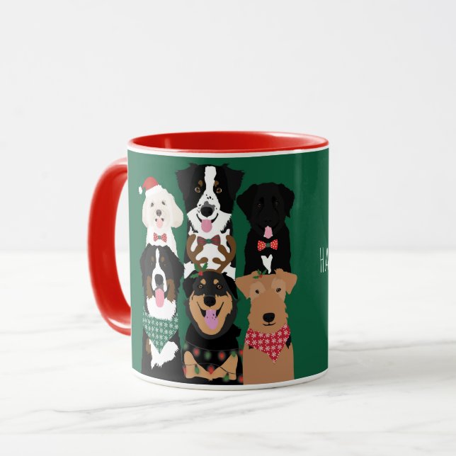Happy Holidays Cute Dogs Mug (Front Left)