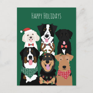 Happy Holidays Cute Dogs  Postcard