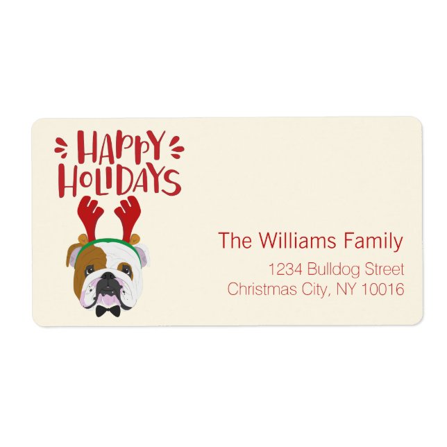 Happy Holidays - Cute English Bulldog - Christmas (Front)