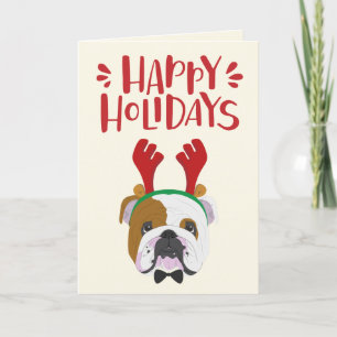 Happy Holidays - Cute English Bulldog - Christmas Holiday Card