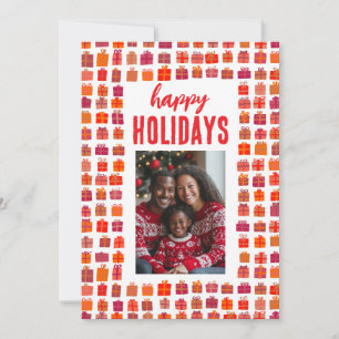 Happy Holidays Cute Gifts Hand Drawn CUSTOM PHOTO  Holiday Card