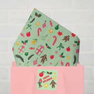 HAPPY HOLIDAYS Cute Hand-Drawn CUSTOM Square Sticker