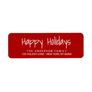 Happy Holidays Cute Hand-Printed Lettering Label