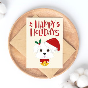 Happy Holidays - Cute Maltese Christmas Postcard