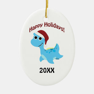 Happy Holidays! Cute Nessie Ceramic Tree Decoration