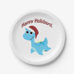 Happy Holidays! Cute Nessie Paper Plate