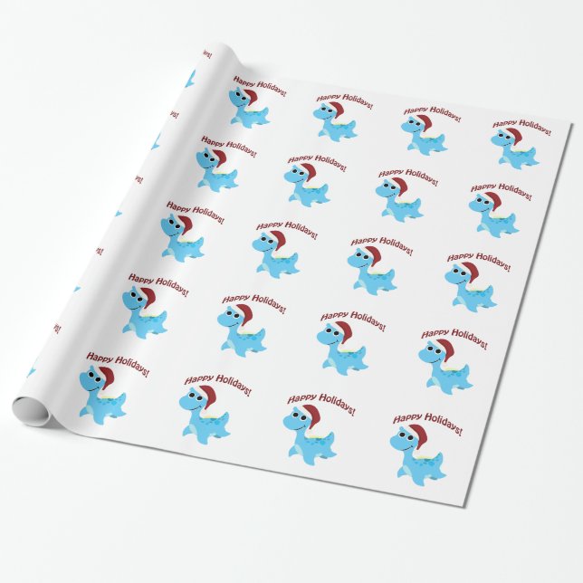 Happy Holidays! Cute Nessie Wrapping Paper (Unrolled)
