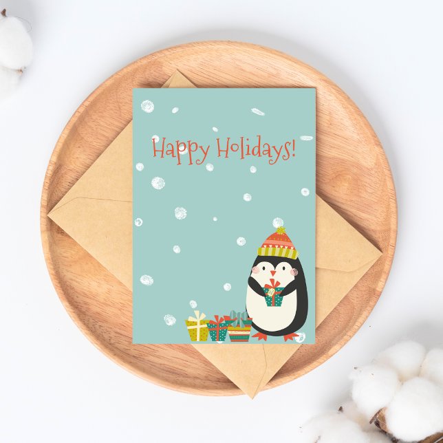 Happy Holidays! Cute Penguin | Christmas Postcard (Creator Uploaded)