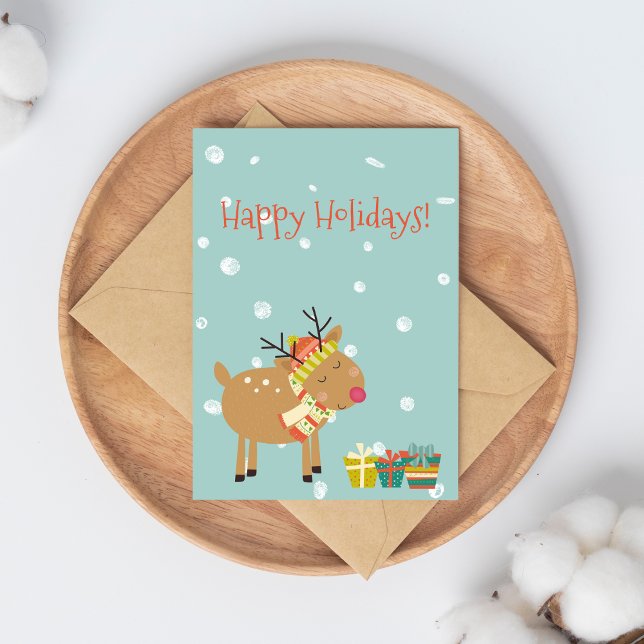 Happy Holidays! Cute Reindeer - Christmas  Postcard (Creator Uploaded)