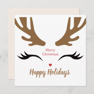 Happy Holidays Cute Reindeer Face  Holiday Card