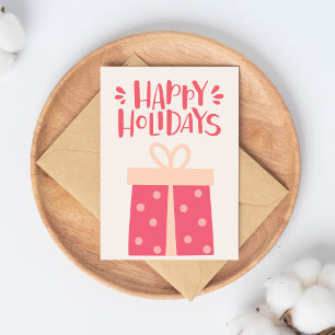 Happy Holidays - Cute Retro Christmas Present Postcard