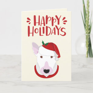 Happy Holidays - Cute Santa Bull Terrier Holiday Card