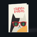 Happy Holidays! Cute Santa Cat Cartoon - Christmas Holiday Card<br><div class="desc">NewParkLane - Christmas Greeting Card for cat lovers, featuring a cute Christmas cat cartoon, wearing sunglasses, with a Happy Holidays wish in fun, red, script typography. The inside has a text template for your personal Christmas message. Simply adjust the text or delete the template for a blanc card. Check out...</div>
