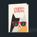Happy Holidays! Cute Santa Cat Cartoon - Christmas Holiday Card<br><div class="desc">NewParkLane - Christmas Greeting Card for cat lovers, featuring a cute Christmas cat cartoon, wearing sunglasses, with a Happy Holidays wish in fun, red, script typography. The inside has a text template for your personal Christmas message. Simply adjust the text or delete the template for a blanc card. Check out...</div>