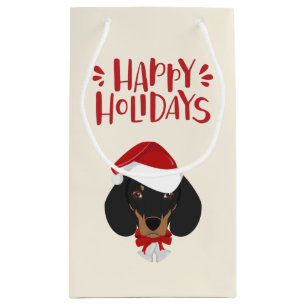 Happy Holidays - Cute Santa Dachshund - Christmas Small Gift Bag