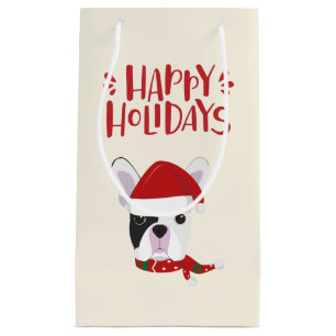 Happy Holidays - Cute Santa Frenchie - Christmas Small Gift Bag