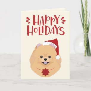 Happy Holidays - Cute Santa Pomeranian Christmas Holiday Card
