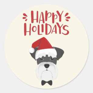 Happy Holidays - Cute Schnauzer Christmas Classic Round Sticker