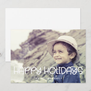Happy Holidays Cute Script Photo Christmas Holiday Card