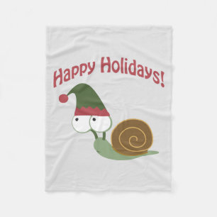 Happy Holidays Cute snail Christmas elf Fleece Blanket